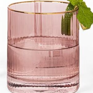 Set of 4 Rose Glass Tumbler with Gold Accent